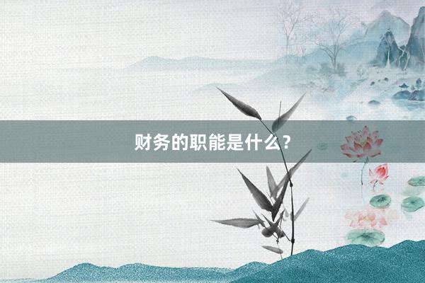 财务的职能是什么？